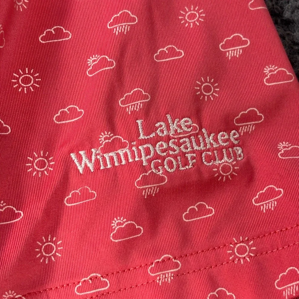 FootJoy Mens XL Pink Could Pattern Golf Polo Lake Winnipesaukee Golf Club Shirt